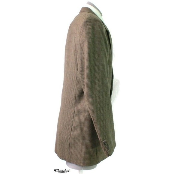 Haggar City Casual Mens Wool Blend Blazer Sport Coat Jacket Brown Glen Plaid 42L - Picture 4 of 7